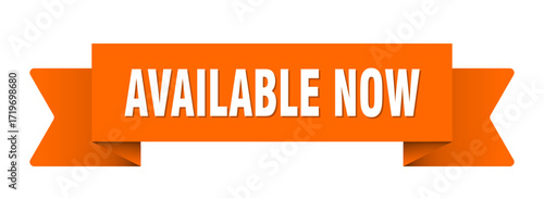 available now ribbon isolated on transparent background. available now ribbon