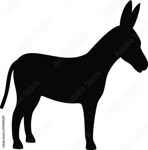 donkey, animal silhouette, black and white, minimalist illustration