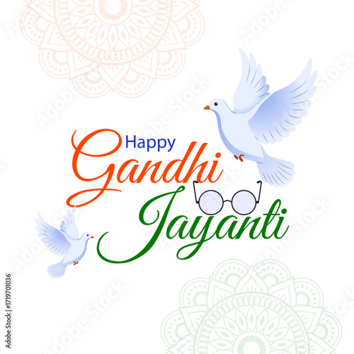 Vector illustration of Happy Gandhi Jayanti social media feed template