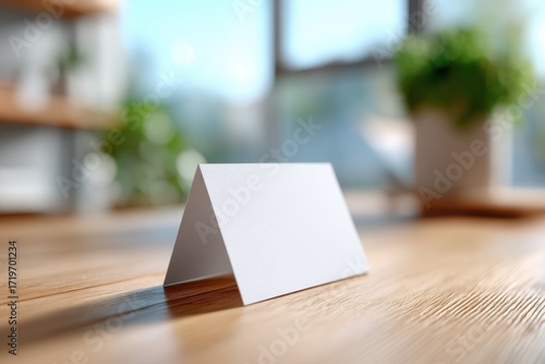 Wallpaper Mural Blank white tent card on wooden table Torontodigital.ca