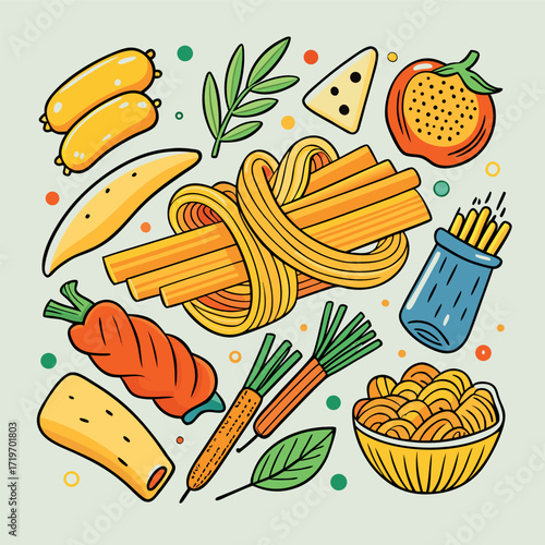 Food blog flat vector illustration