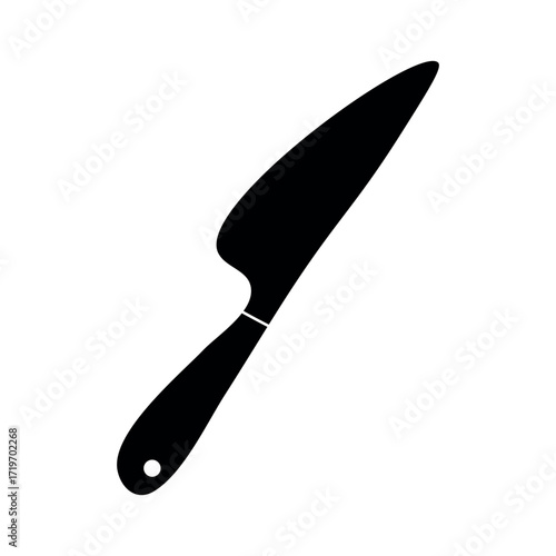 Black silhouette kitchen knife on white background