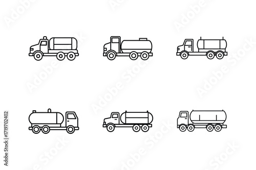 vintage tanker truck icon line art vector illustration
