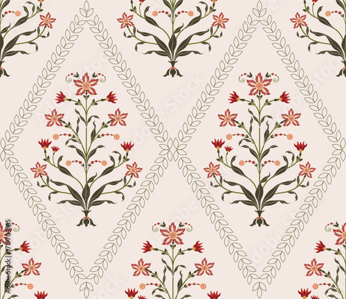 Vector Hand drawn colourful geometric flowers Motifs African boho paisley, seamless patterns with floral for fabric Ethnic Indian Pattern, textiles, clothing, wrapping paper, backdrop, banner.
