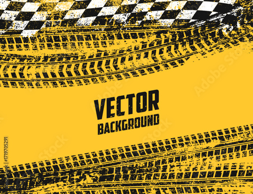 Dynamic yellow and black tire track design