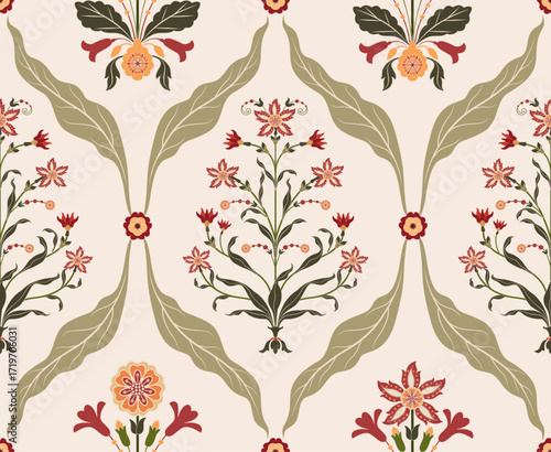 Vector Hand drawn colourful geometric flowers Motifs African boho paisley, seamless patterns with floral for fabric Ethnic Indian Pattern, textiles, clothing, wrapping paper, backdrop, banner.
