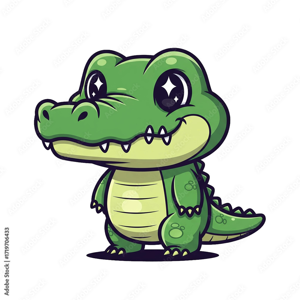 Naklejka premium Niedliches Krokodil, transparenter Hintergrund, PNG