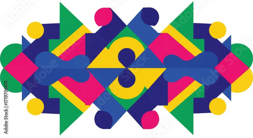 Geometric shapes create a vibrant and balanced composition on an isolated, showcasing a modern and eyecatching design