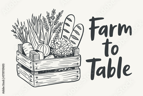 Farm to Table: A Beautiful Representation of Fresh Produce Highlighting the Journey from Agriculture to Culinary Delights in an Elegant Basket Design
