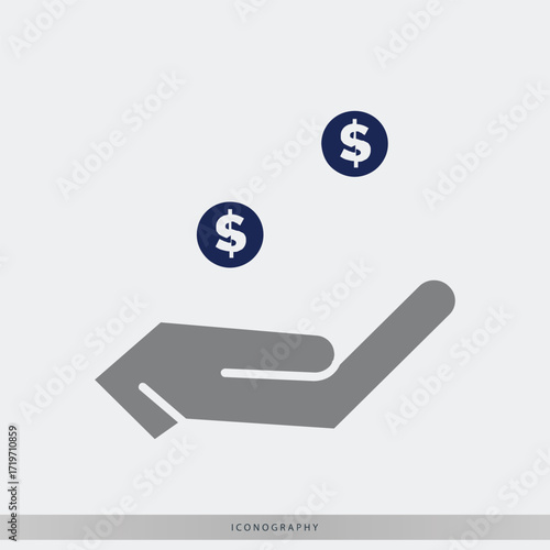 Earn money easily with this graphic icon of a hand catching dollars, perfect for financial services, investing, and business promotions