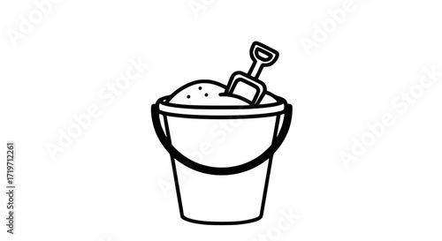 Sand bucket activity black white icon