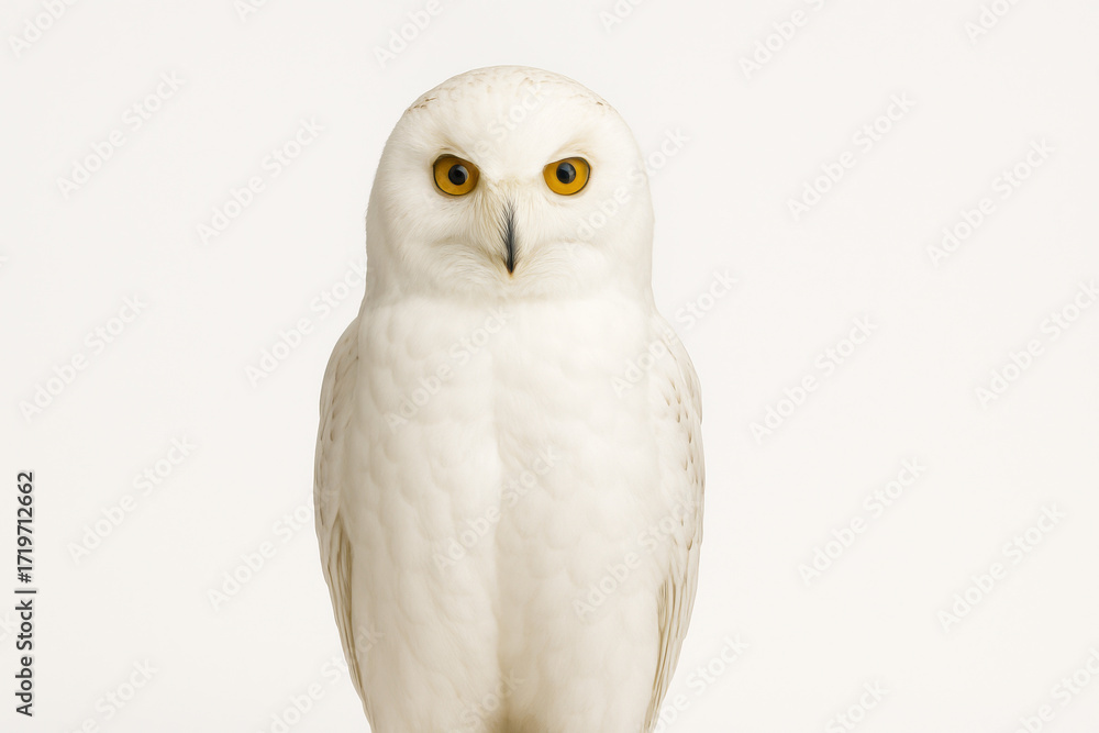 Fototapeta premium Snowy Owl on White