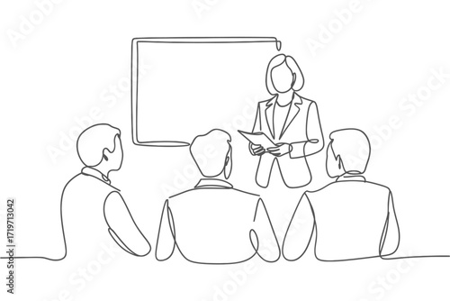 Business meeting presentation with audience and speaker