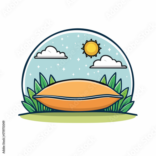Orange Pillow Resting on Grass Under Sunny Sky