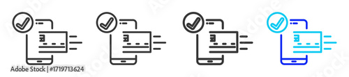 Mobile Payment Icon Set Collection in Creative Outline Style for Business Featuring Multiple Thickness Variations Perfect for Fintech Payment Online Finance Apps