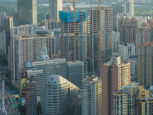 Canvas Print Shenzhen ,China - July 14, 2022: Aerial view of landscape in Shenzhen city, Chin