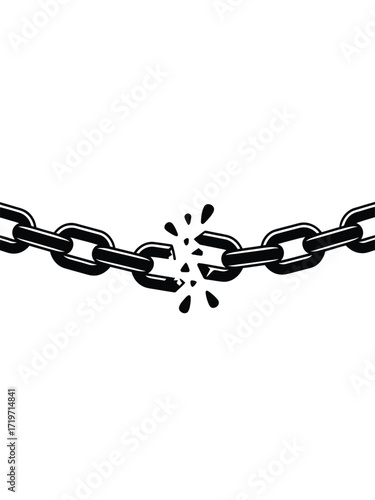 Broken chain symbolizing freedom and breaking ties