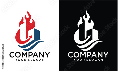Creative building city real estate logo element, realty property investment logo design with check icon for hotel, business invest