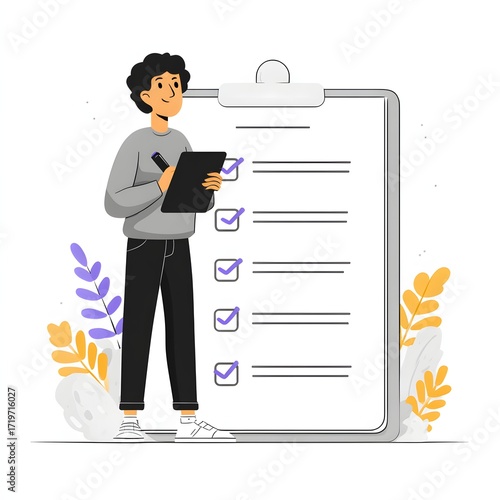 Obraz na płótnie Illustration endless list with checkbox never complete