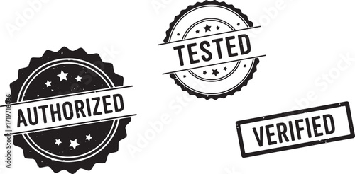 Authorized, Tested, and Verified Stamps Quality Assurance Graphics