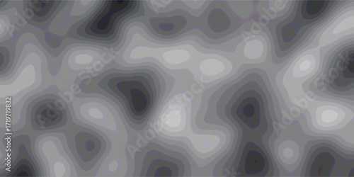 Abstract grayscale topographic map like pattern with smooth rounded contour lines and varying shades of gray creating a visually appealing and modern background for design and digital art projects