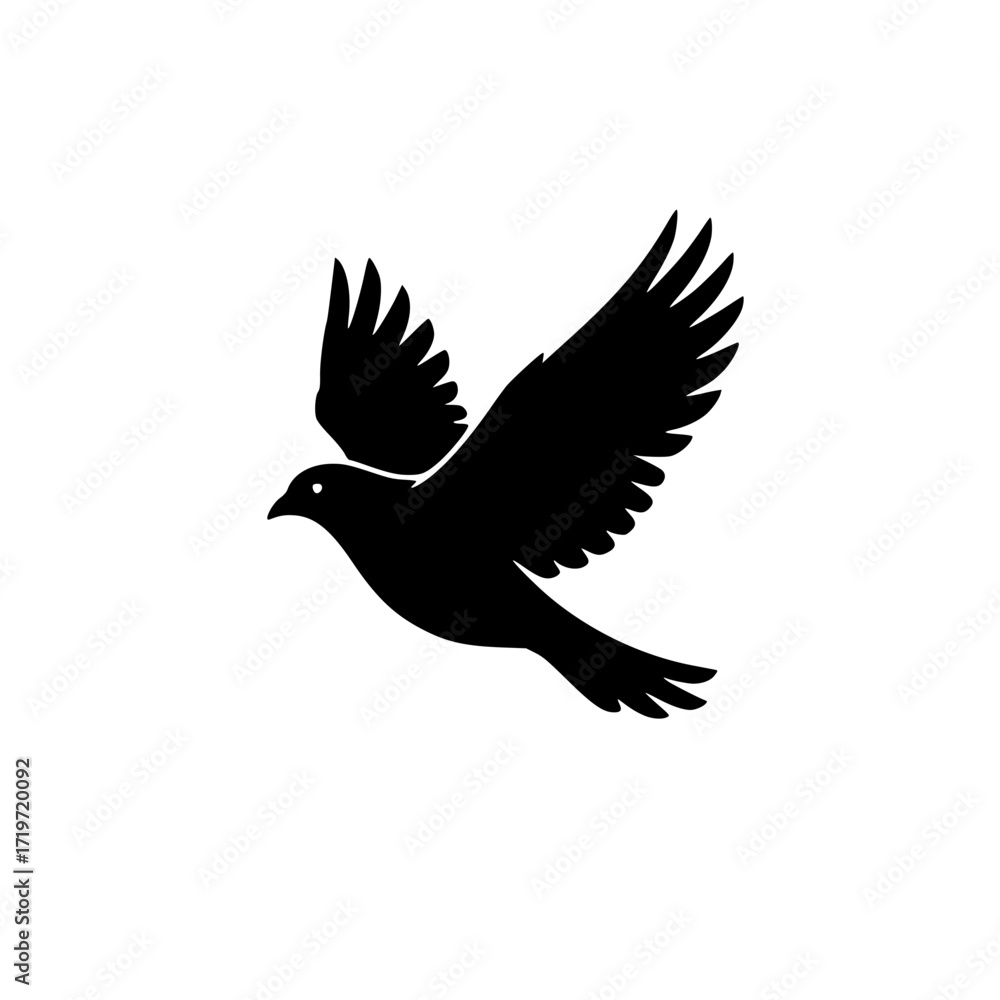 Fototapeta premium Flying bird silhouette art, freedom dove vector design, wild animal clipart emblem