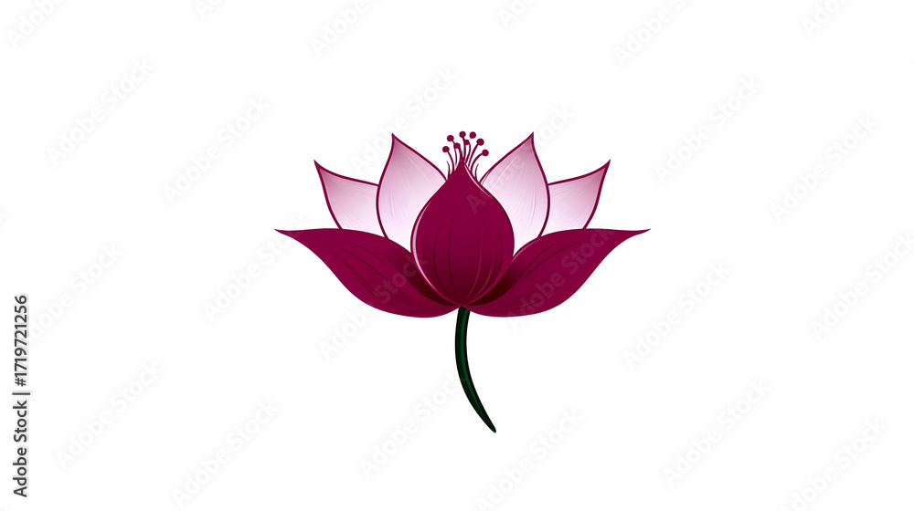 Obraz premium Beautifully stylized illust n of a vibrant pink lotus flower with delicate petals, conveying a sense of tranquility and natural elegance.