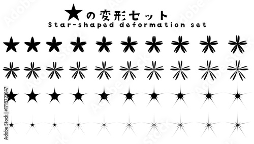 図形 星型の変形セット　モノクロ〜Star-shaped deformation set, monochrome〜