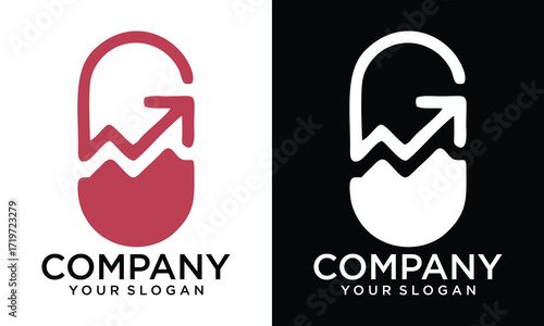 Creative An abstract oval-shaped logo , surrounded by red curved elements and arrows, 