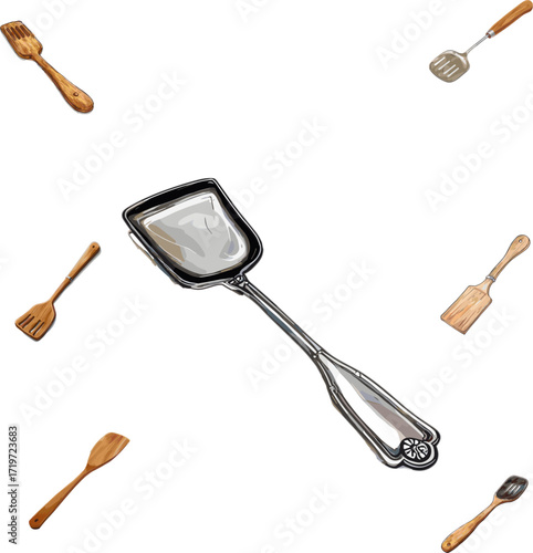 set of kitchen utensils, set of cooking ladle