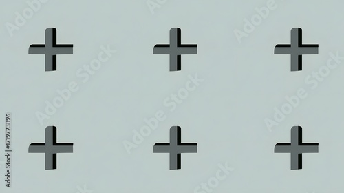 A clean, minimalist pattern featuring a grid-like arrangement of simple black cross symbols against a light gray background.