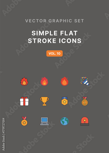 Vector Flat Stroke Icon Set