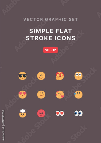 Vector Flat Stroke Icon Set