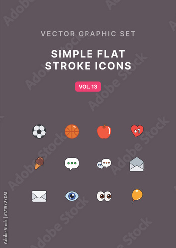 Vector Flat Stroke Icon Set
