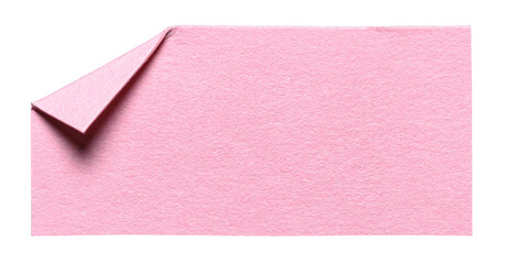 Pink isolated cut out blank paper note with folded corner dog-ear earmark and copy space for text, transparent png background design element