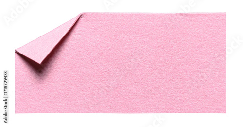 Pink isolated cut out blank paper note with folded corner dog-ear earmark and copy space for text, transparent png background design element