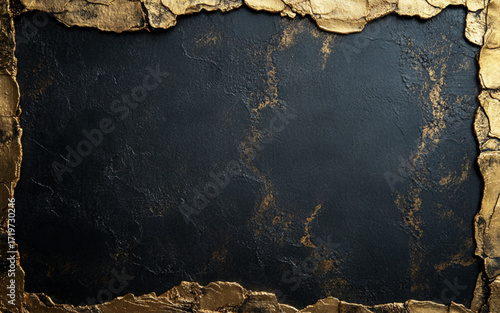 Black and gold marble texture design for cover book or brochure, poster, wallpaper background. Golden frame grunge background.