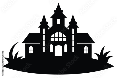 abandoned mansions vector icon silhouette