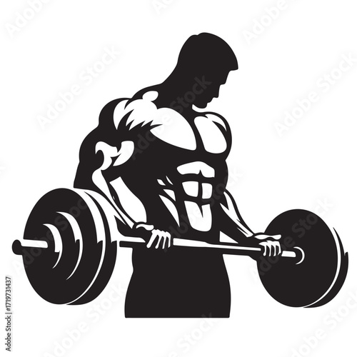 "Bodybuilder lifting heavy barbell illustration"