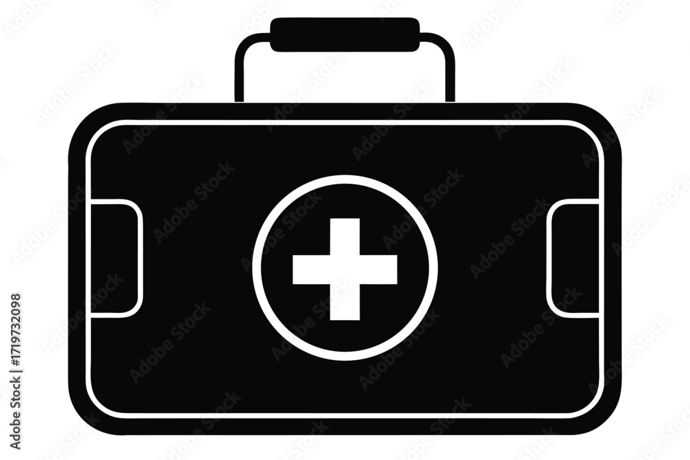 Obraz premium first aid kit vector icon silhouette
