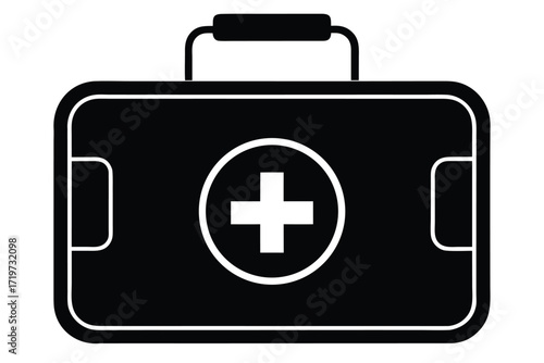first aid kit vector icon silhouette