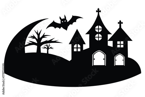halloween caves   crypts houses vector icon silhou