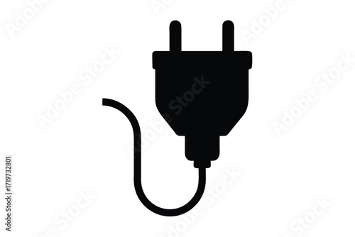 plugged in vector icon silhouette