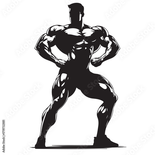 "Bodybuilder lifting heavy barbell illustration"