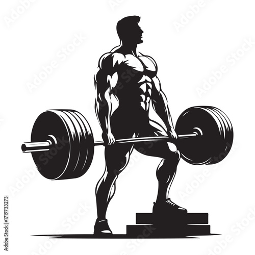 "Bodybuilder lifting heavy barbell illustration"