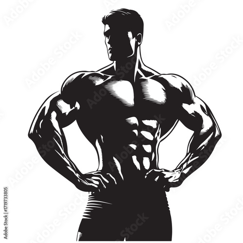 "Bodybuilder lifting heavy barbell illustration"