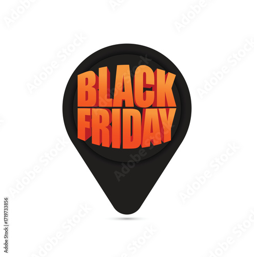 Black Friday pin for announcement poster design. Shopping spree for Black Friday. 