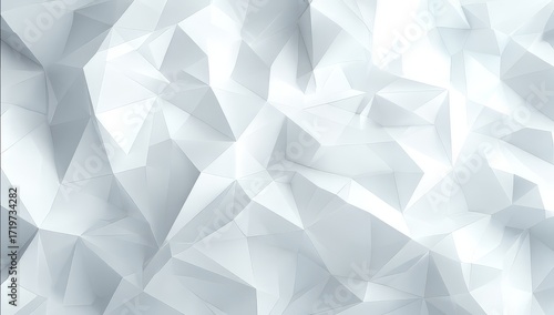 Abstract White Geometric Pattern with Faceted Surfaces for Modern Design