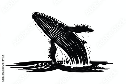Whale Breaching Silhouette Vector — High-Quality Black Icon