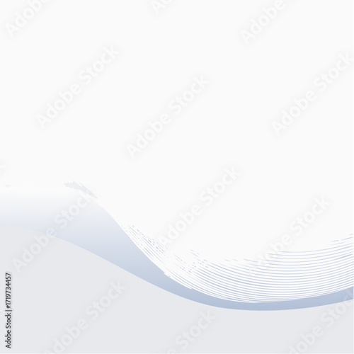 Minimalist composition of a wavy white and light blue abstract design on a plain background with subtle gradient effects.